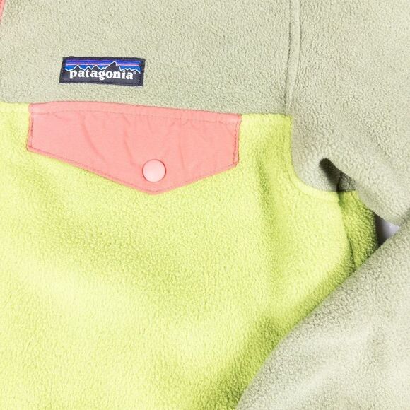 Patagonia Synchilla Snap-T Jacket XS Spanish Moss Green Pink Full Zip Fleece - Picture 5 of 6